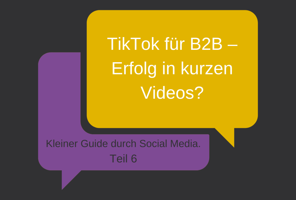 Zwei Sprechblasen, Sprechblase 1: TikTok für B2B – Erfolg in kurzen Videos?, Zweite Sprechblase: Kleiner Guide durch Social Media Teil 6