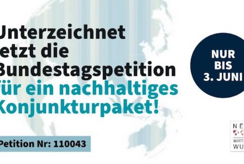 Hinweis auf eine Petition für ein nachhaltiges Konjunkturpaket