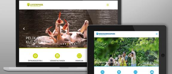 Desktop- und Tabletansichten der Parkwebsites